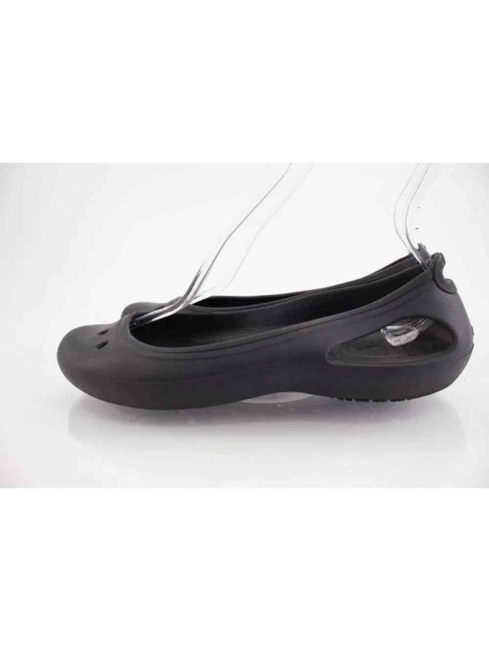 CROCS Women's Kadee Ballet Flats Size 9 Black Rubber Slip On Cutout Vented Shoe